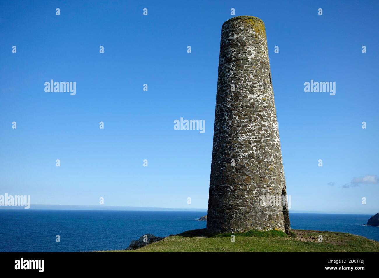 Day Mark or Daymark Daylight Maritime Navigation Beacon, Stepper Point, North Cornwall, England, UK in September Stock Photo