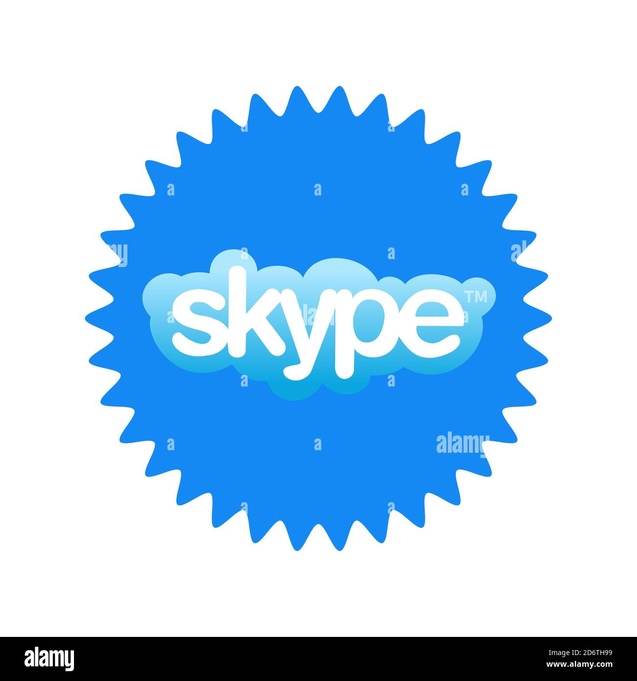 Skype logotype on white background. Skype is a telecommunications application software developed by Microsoft. Skype app . Kharkiv, Ukraine - June, 20 Stock Photo