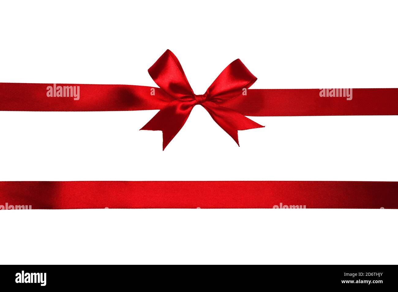 Red satin bow and ribbon isolated on white background Stock Photo