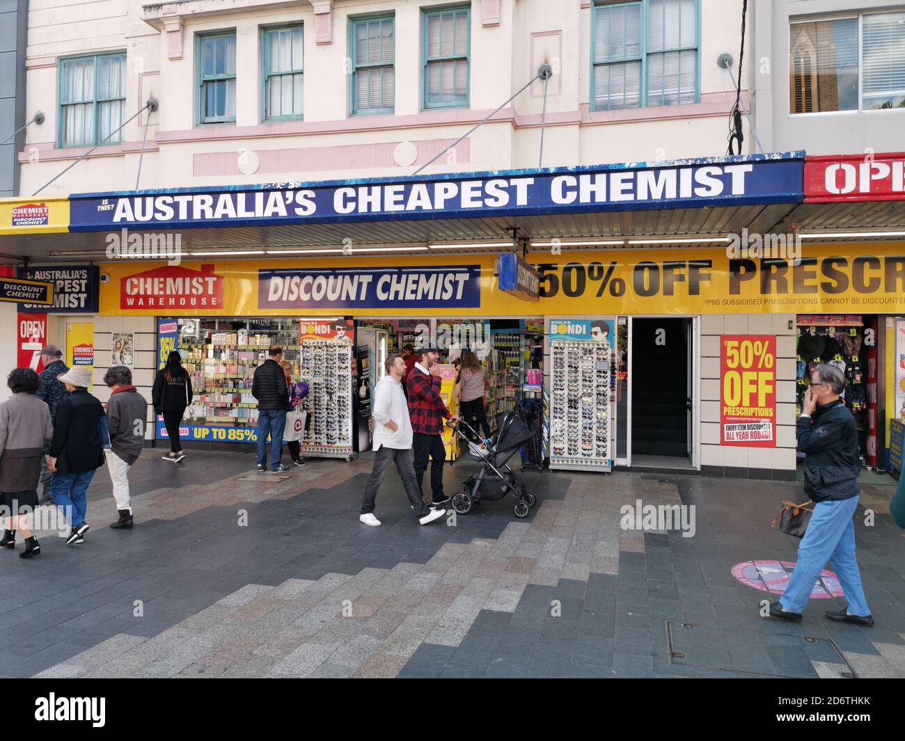 AUCKLAND, AUSTRALIA - May 11, 2019: Sydney / Australia - May 11 2019: View of Discount Chemist Warehouse shop at Manly Beach Stock Photo