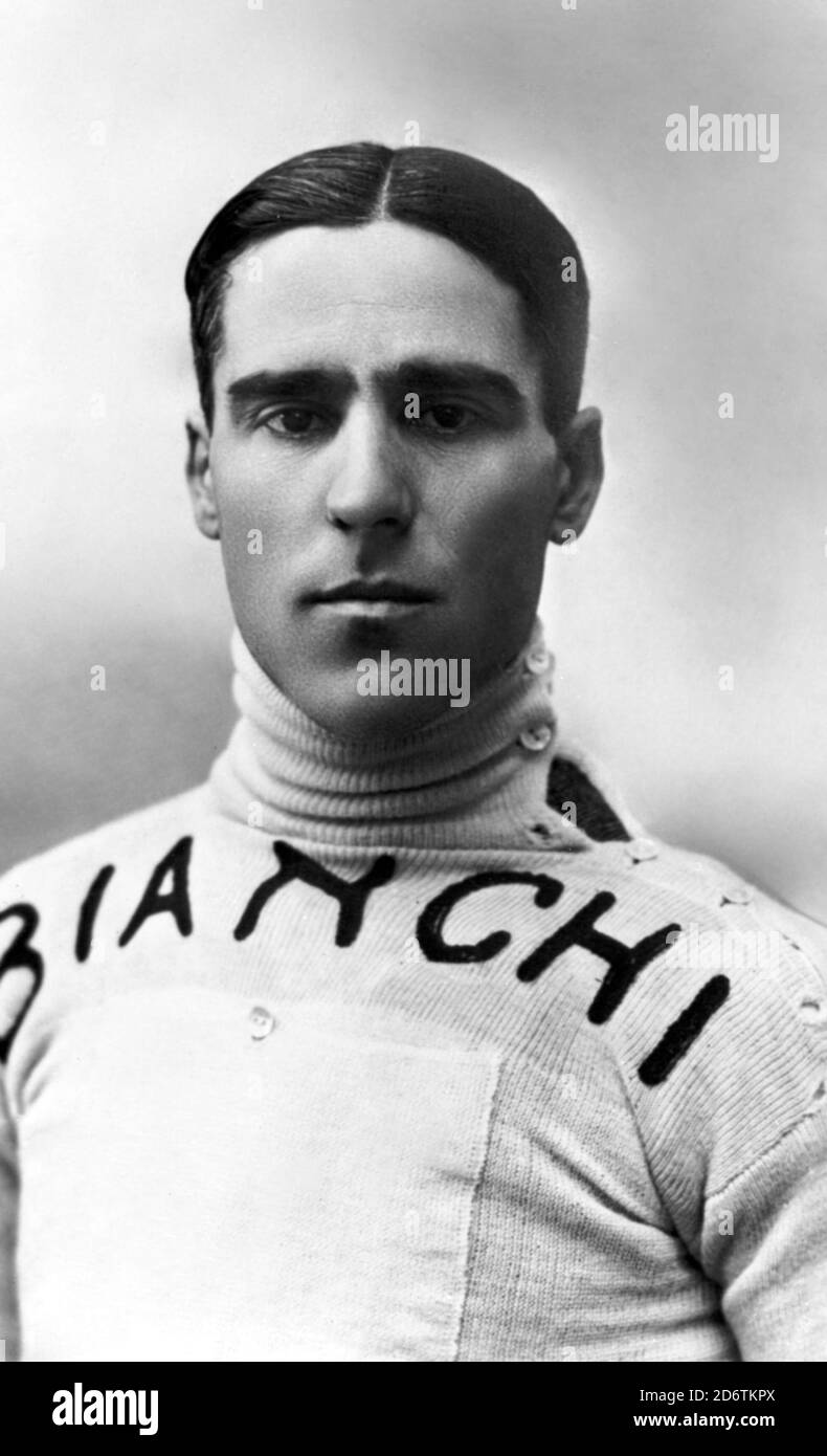 The pilot Tazio Nuvolari at the time when he raced on a motorcycle for Bianchi, 1920s. --- Il pilota Tazio Nuvolari ai tempi in cui correva in motocicletta per la Bianchi, Anni 20. Stock Photo