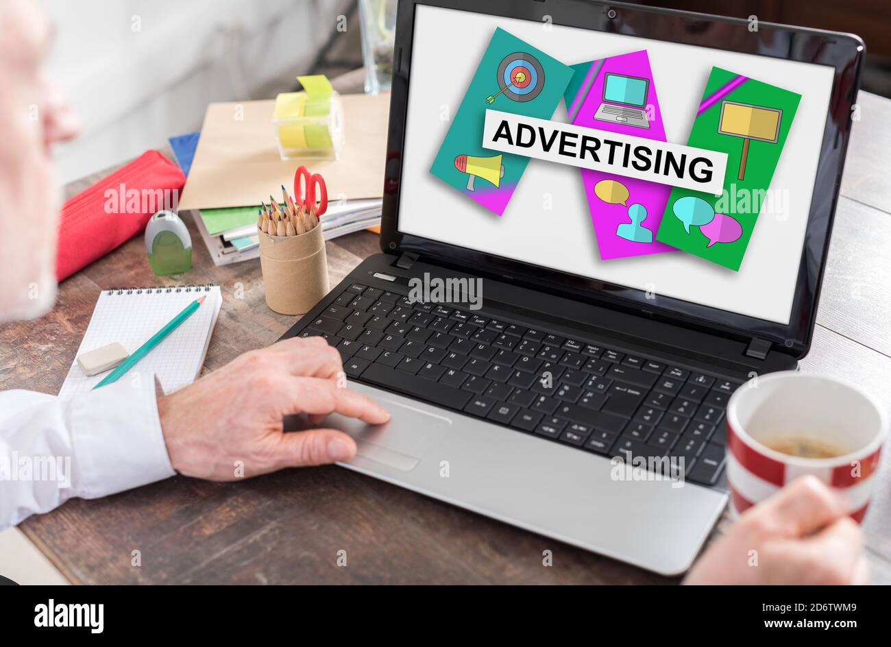 Advertising concept shown on a laptop screen Stock Photo - Alamy