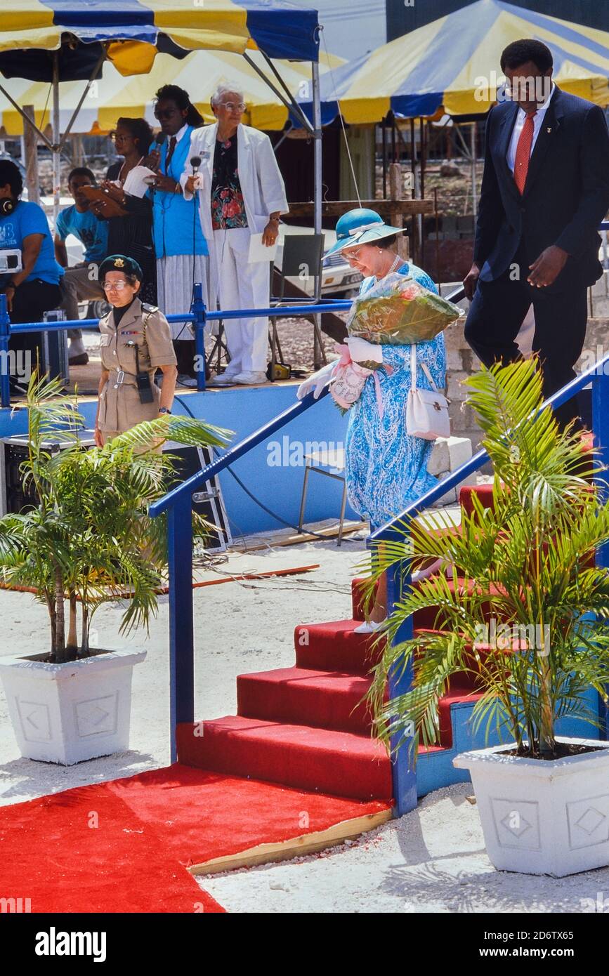 Queen Elizabeth II accompanied by Barbados Prime Minister Erskine ...
