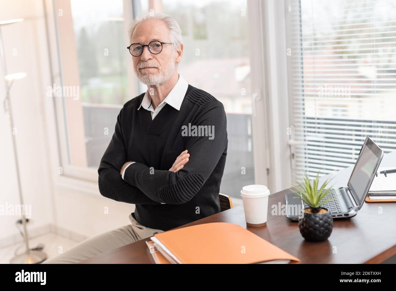 Portrait of senior businessman with arms crossed Stock Photo - Alamy