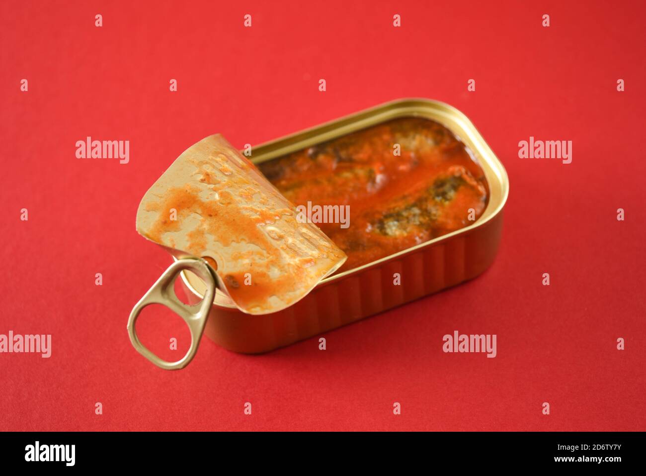 pealed open tin of sardines Stock Photo