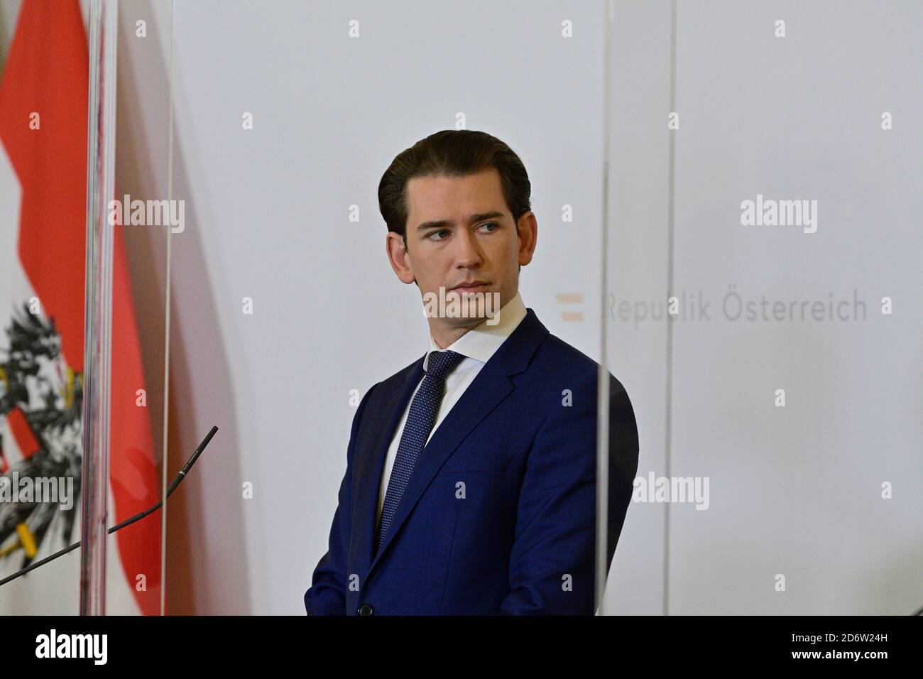 Vienna, Austria. 19th Oct, 2020. Press conference with Chancellor Sebastian Kurz (New Austrian People's Party) after a video conference with the Austrian provincial governors Stock Photo