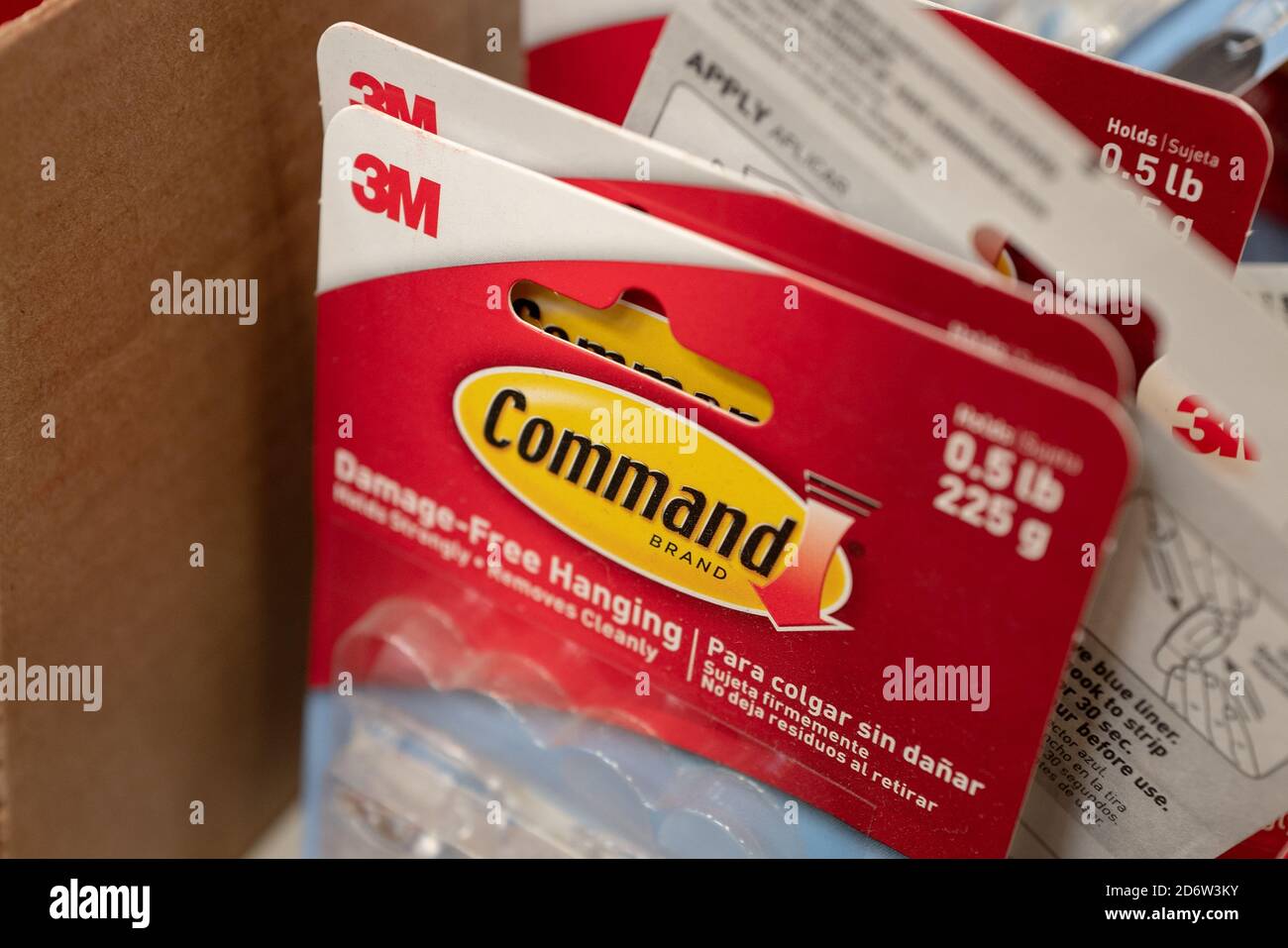 Close-up of 3M brand Command adhesives, Dublin California, September 12, 2020. () Stock Photo