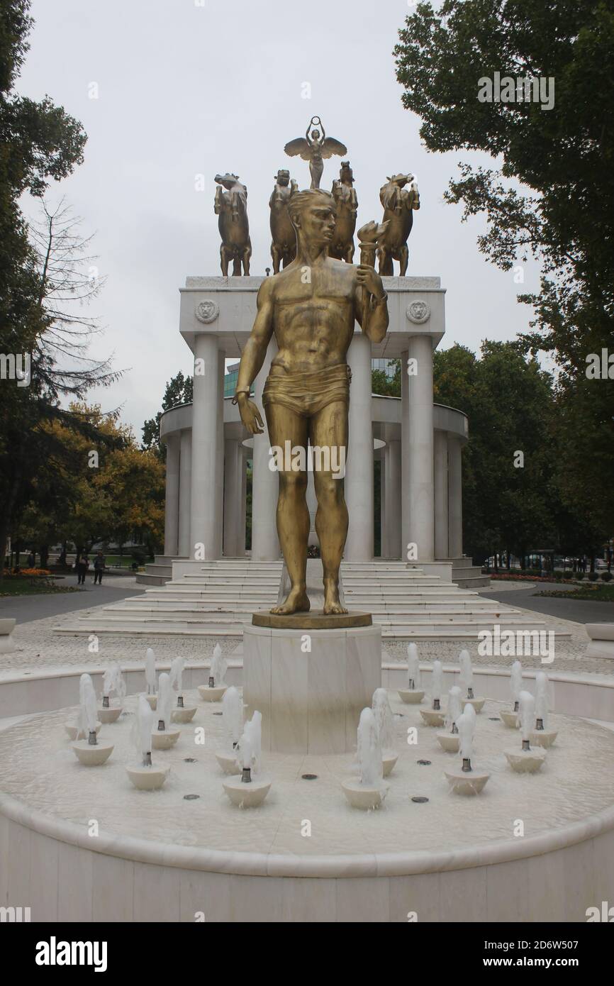 Fallen heroes of North Macedonia monument in Skopje city Stock Photo