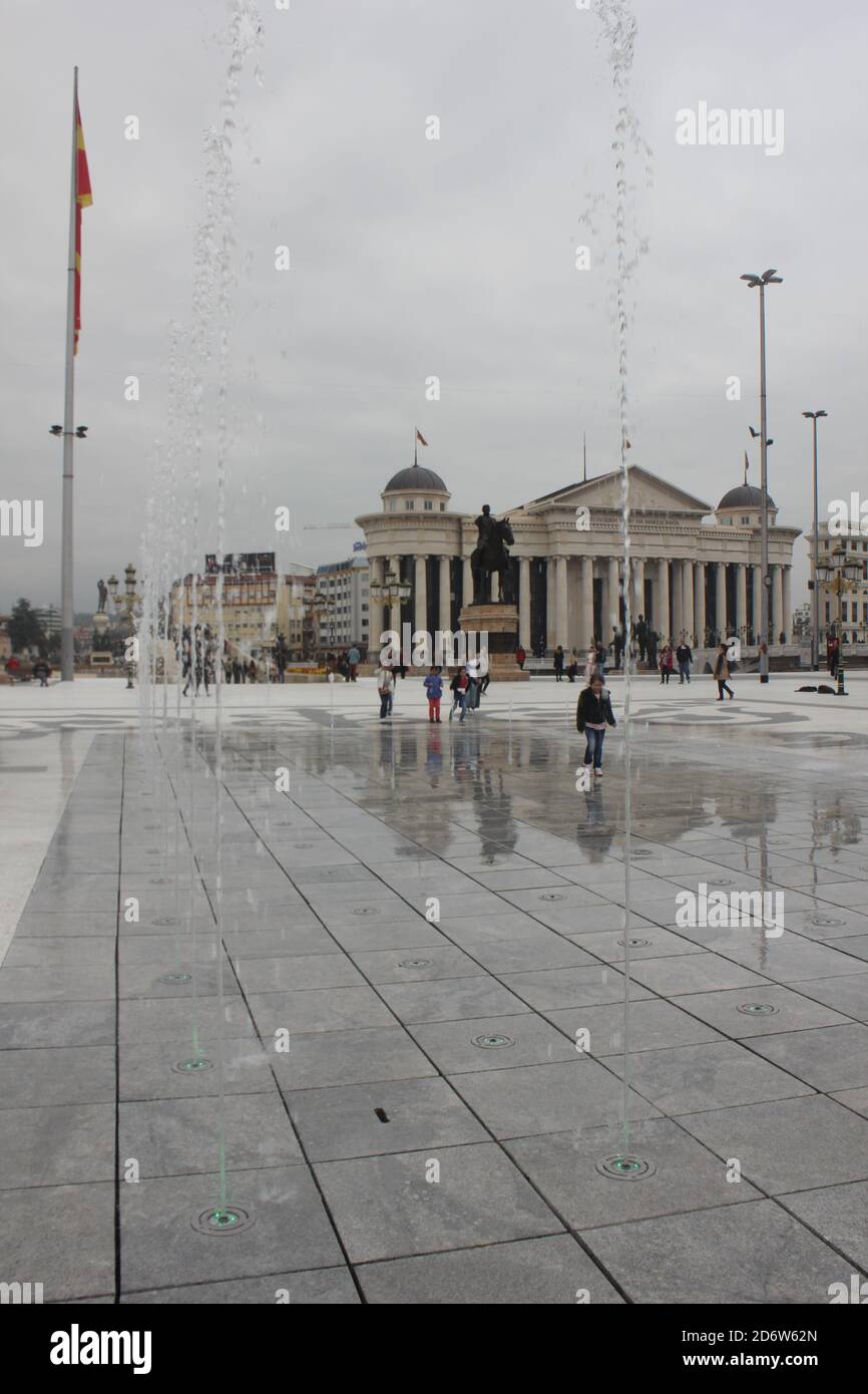 Macedonia square in Skopje city in North Macedonia Stock Photo