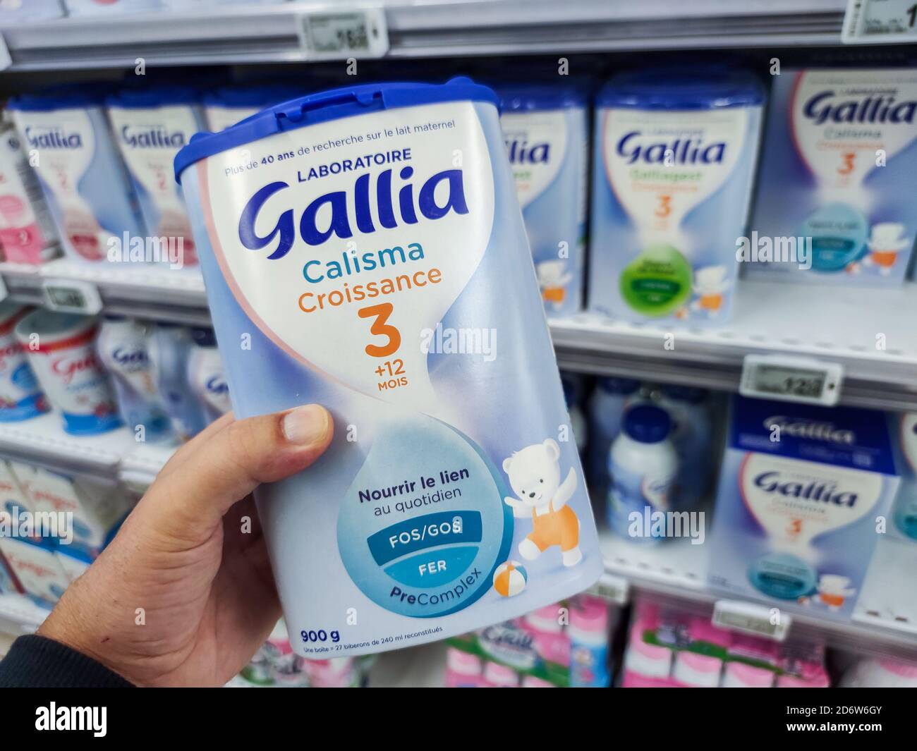 Puilboreau France October 14 A Consumer Chooses A Box Of Gallia Brand Baby Milk From The Baby Food Section Of A Supermarket Stock Photo Alamy