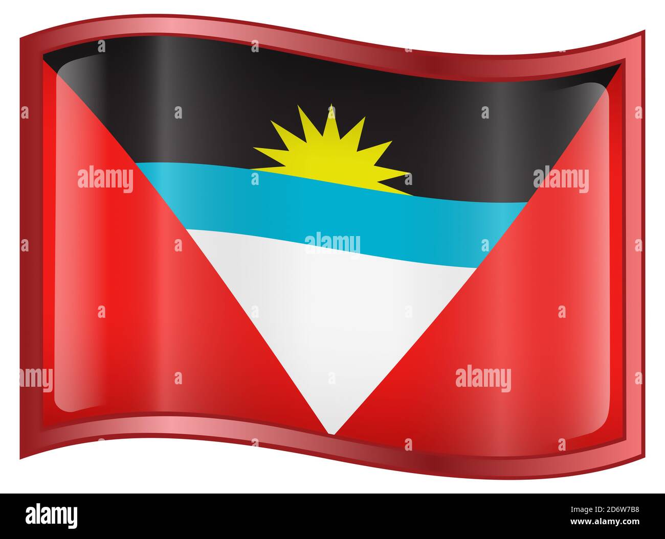 Antigua and Barbuda Flag icon, isolated on white background. Stock Photo