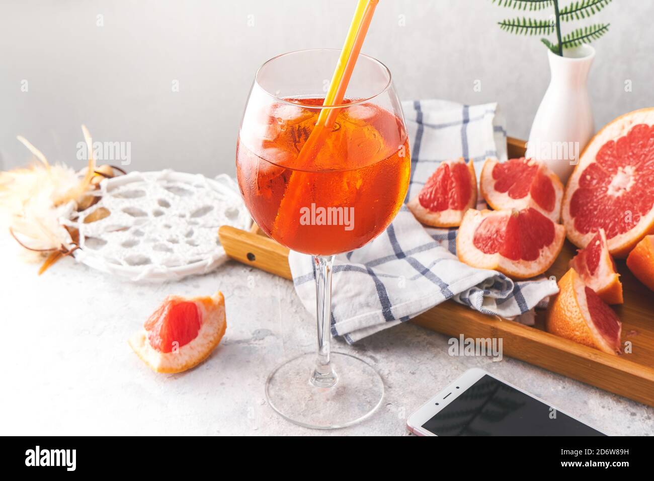 Alcohol Aperol drink with grapefruit in glass Stock Photo Alamy