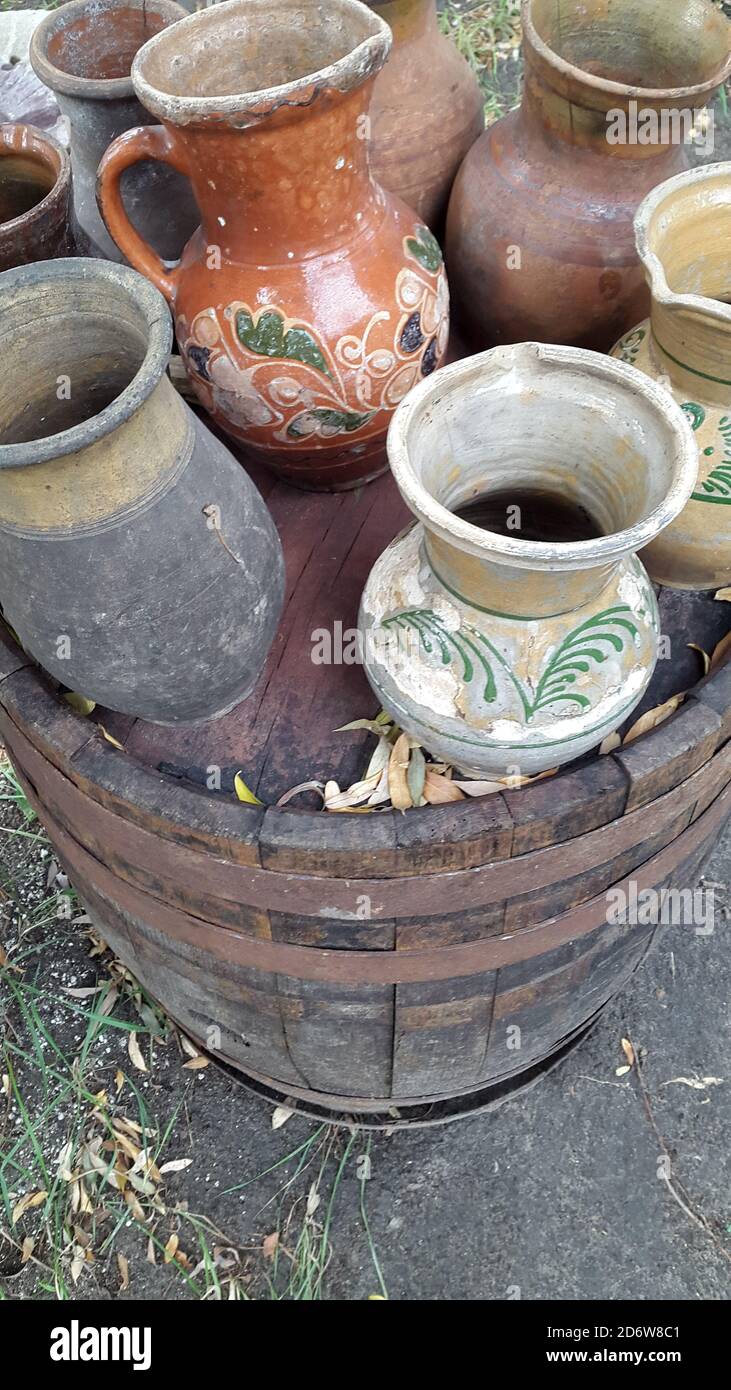 Clay pots. Old pots. Ancient Clay Pots. Vintage photo Stock Photo Alamy