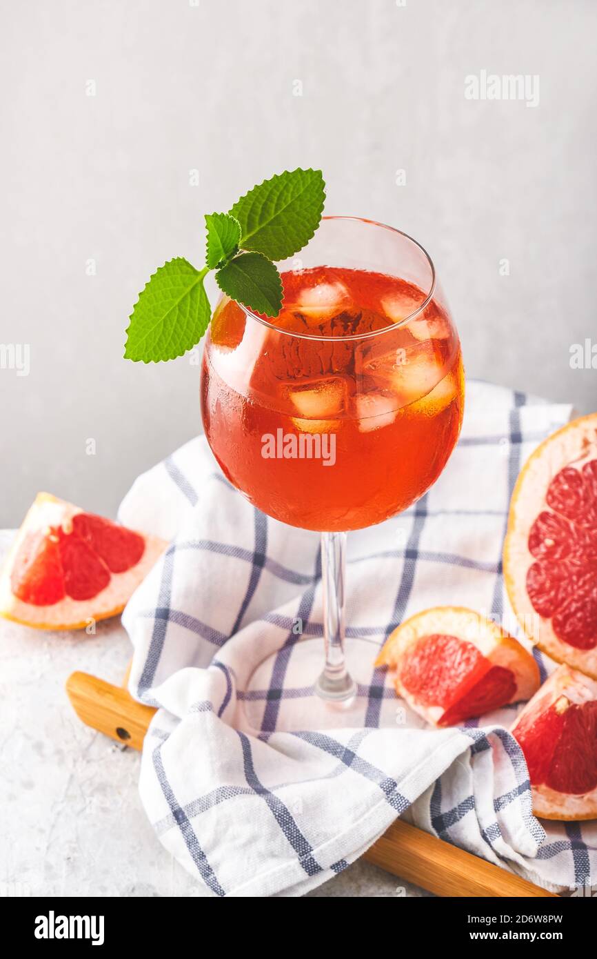 Alcohol Aperol drink with grapefruit in glass Stock Photo Alamy