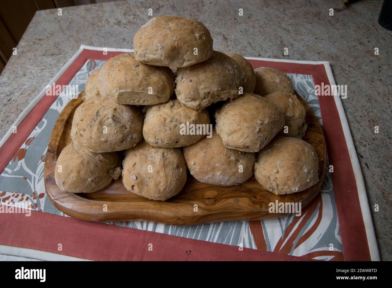 Batch of freshly baked crusty bread rolls UK Stock Photo Alamy