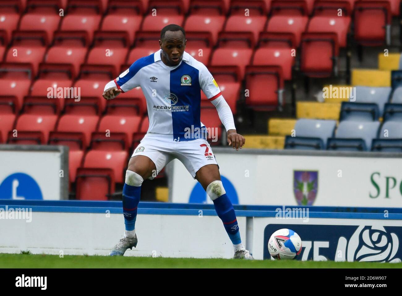 Ryan Nyambe (2) of Blackburn Rovers in action during the game Stock
