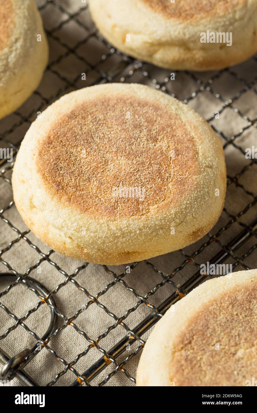 Homemade Toasted English Muffins with a Tab of Butter Stock Photo Alamy