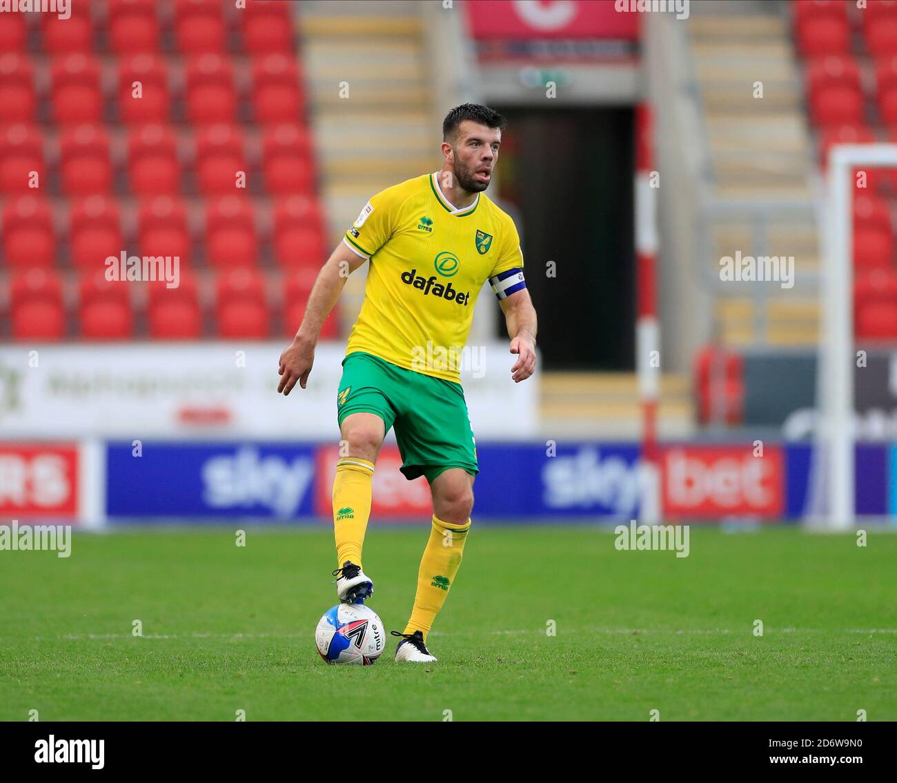 Grant Hanley (5) of Norwich City controls the ball Stock Photo