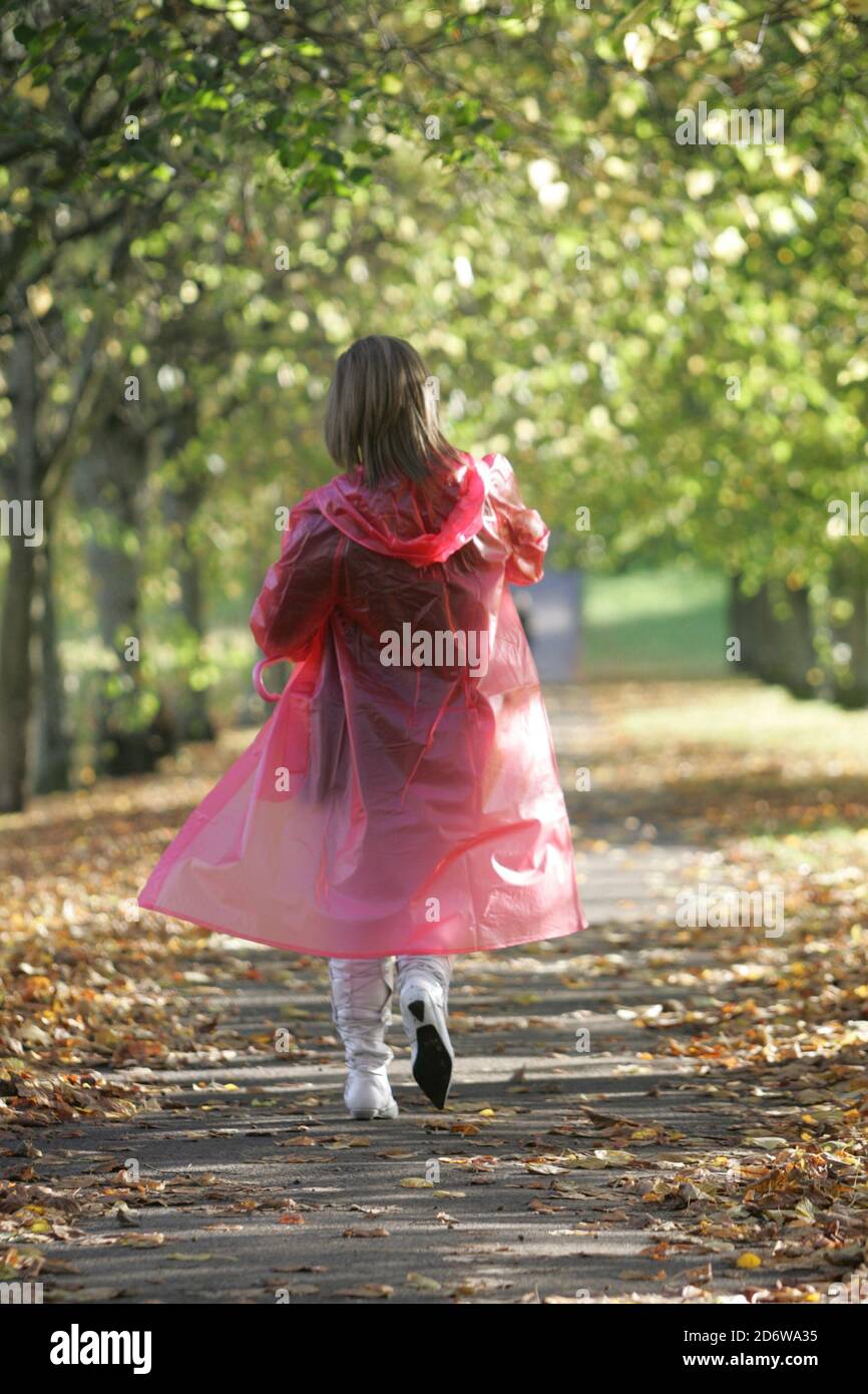 Pink top plastic raincoat