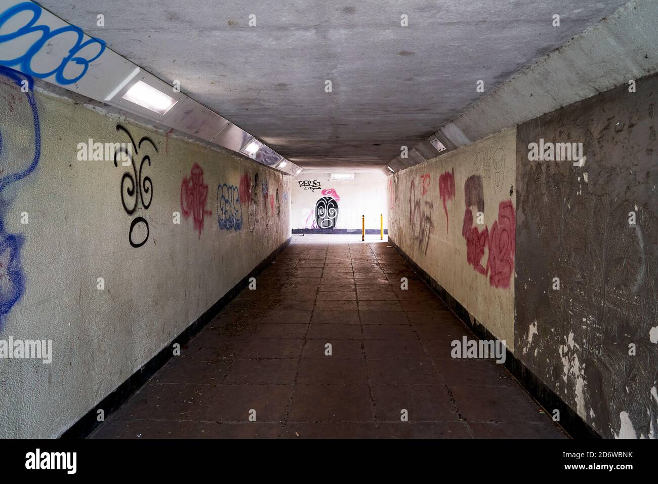 Graffiti on the walls of a pedestrian underpass Stock Photo