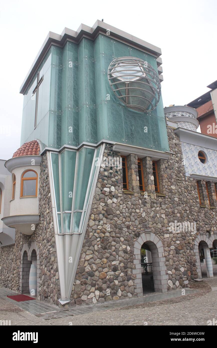 The memorial house of Mother Teresa in Skopje city in North Macedonia Stock Photo