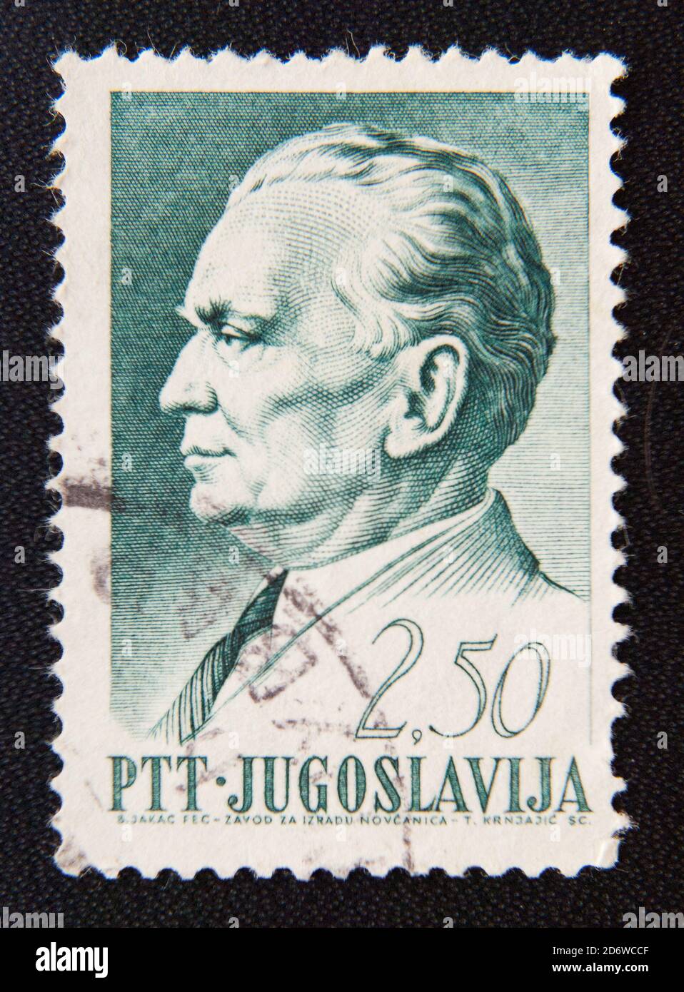 MOSCOW RUSSIA - NOVEMBER 25, 2012: A stamp printed in Yugoslavia, is depicted Josip Broz Tito, circa 1968 Stock Photo