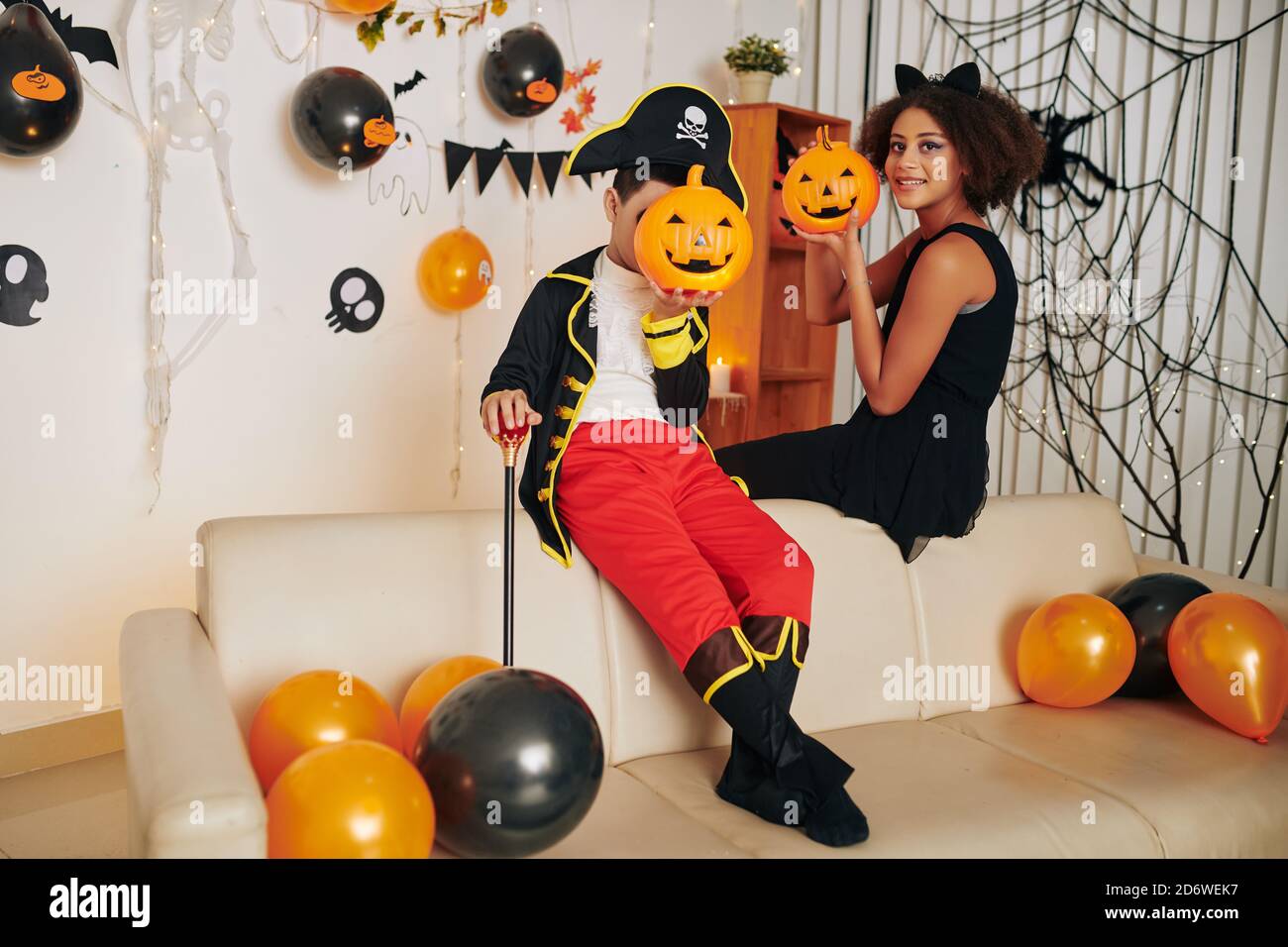 Kids in Halloween costumes Stock Photo Alamy