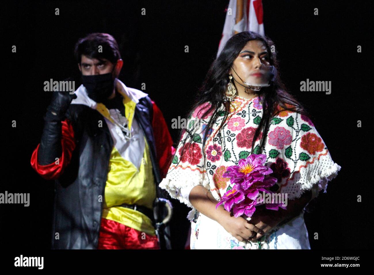 Non Exclusive: MEXICO CITY, MEXICO - OCTOBER 18: A person performs during the show of the Legend of the weeping woman (La llorona), who is a pre-hispa Stock Photo