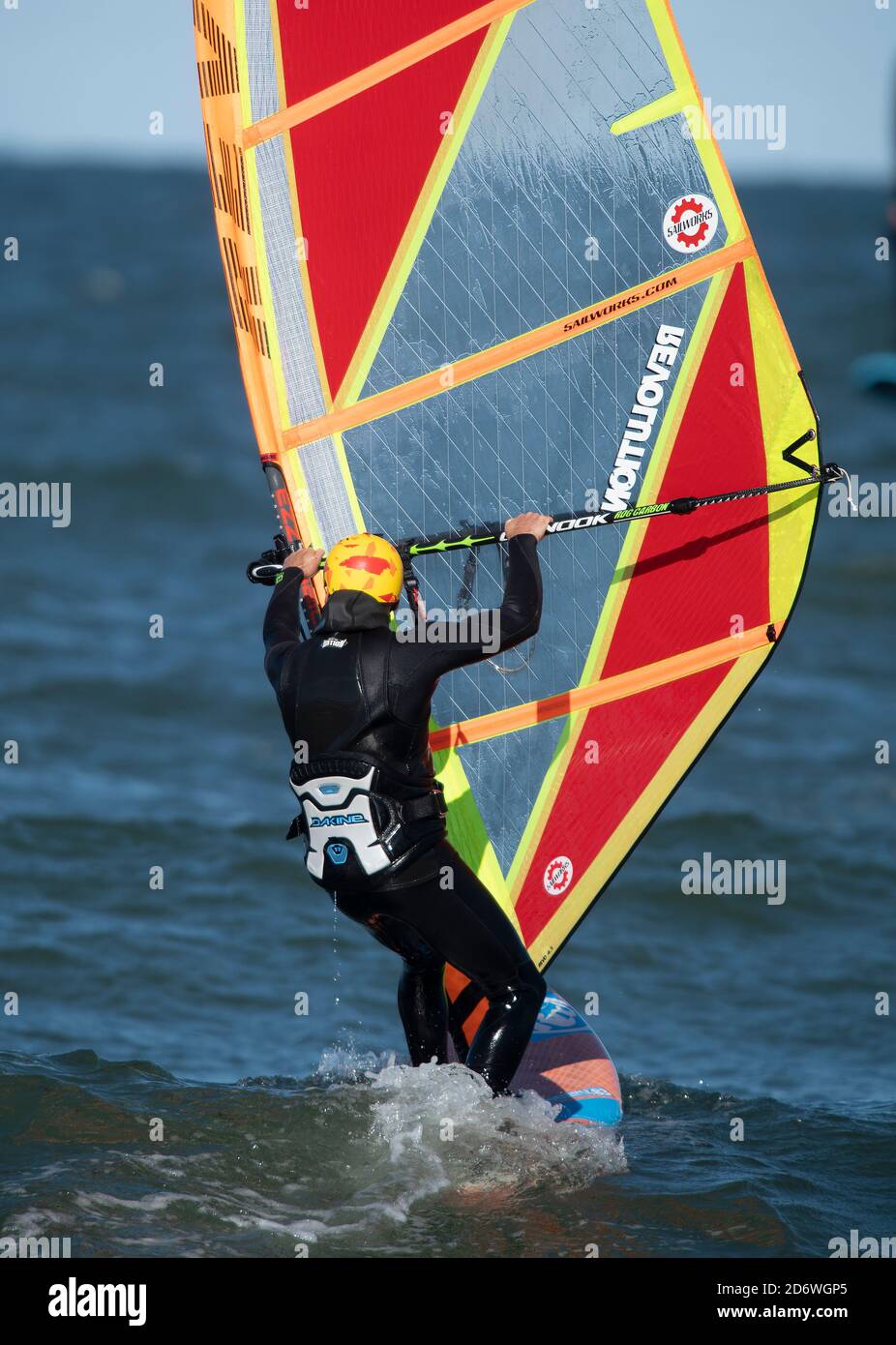 Kite boarding on Corporation Beach in Dennis, Massachusetts, USA (Cape