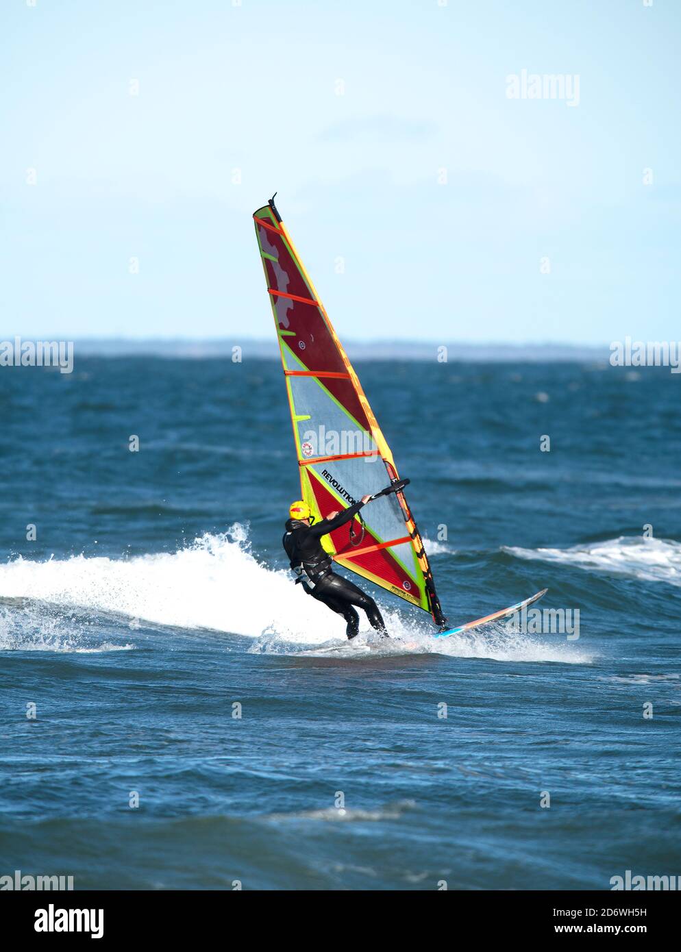 Kite boarding on Corporation Beach in Dennis, Massachusetts, USA (Cape