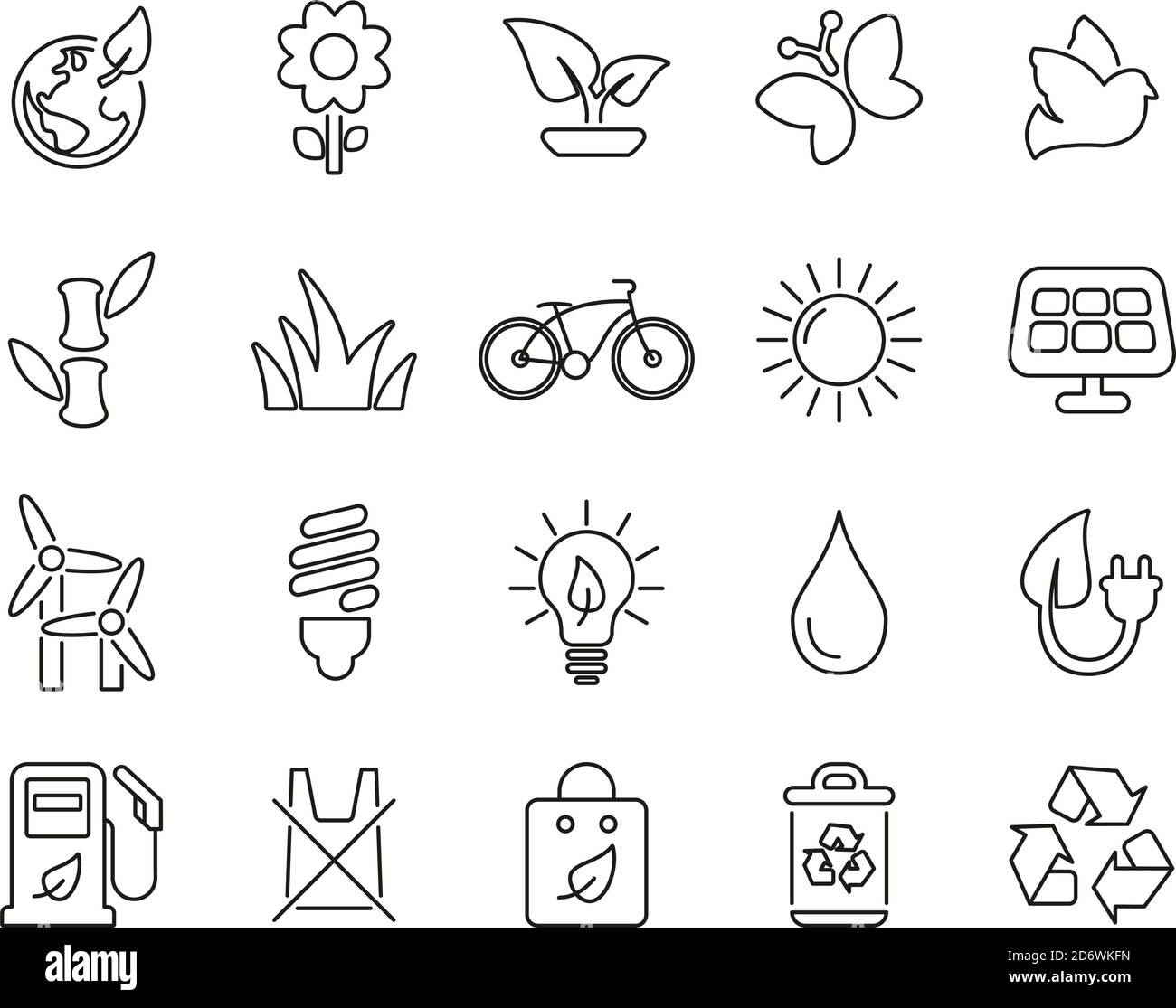 Power and energy icon set in thin line design hi-res stock photography ...