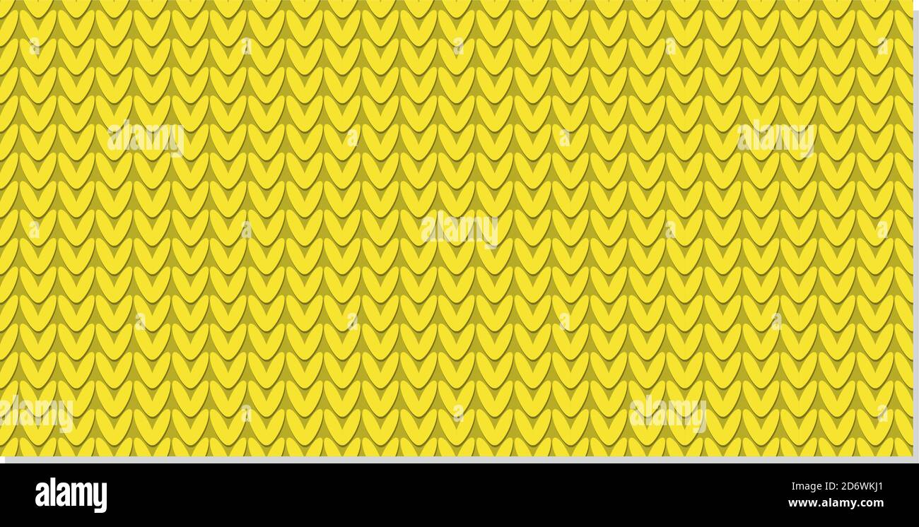 Knitted pattern. Knitting with needles. Seamless yellow winter pattern Stock Vector