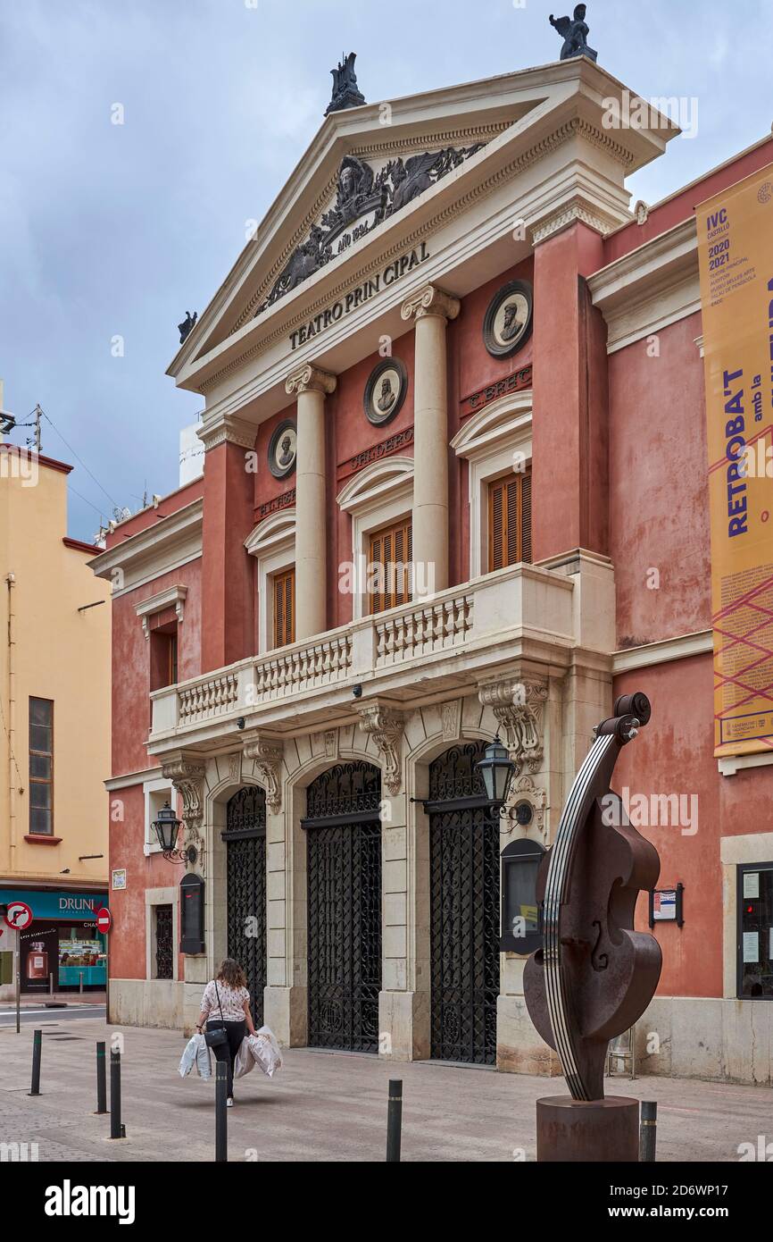 Teatro Principal, 19th century historicist theater imitating classic Italian style. Castellon de la Plana, Spain, Europe Stock Photo