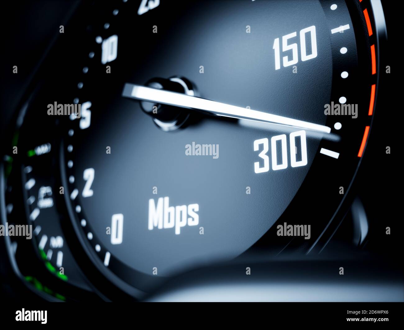 High speed internet connection speedometer and internet connection. 3d rendering illustrations Stock Photo