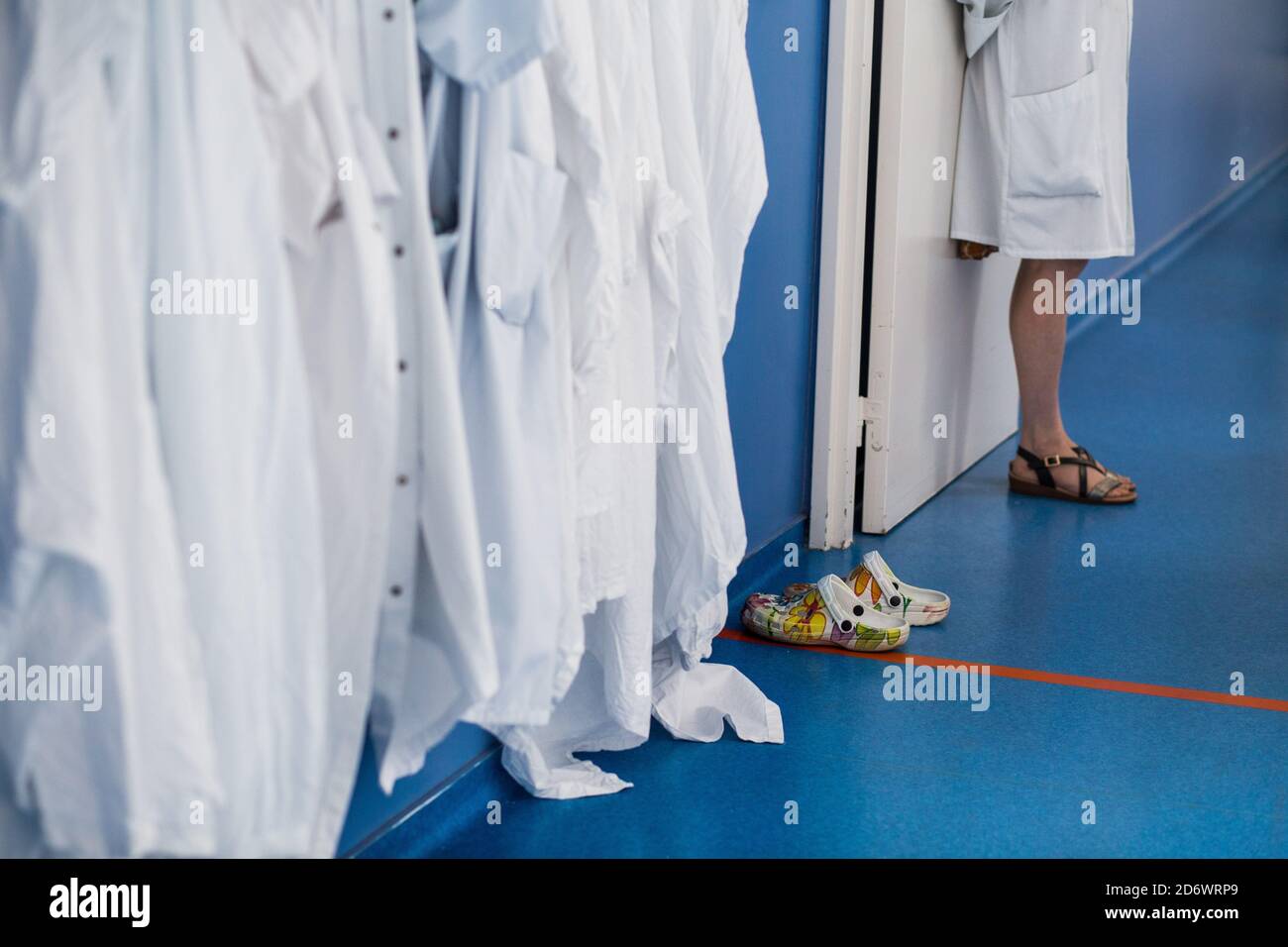 White coats in the hallway of a hospital, France Stock Photo Alamy
