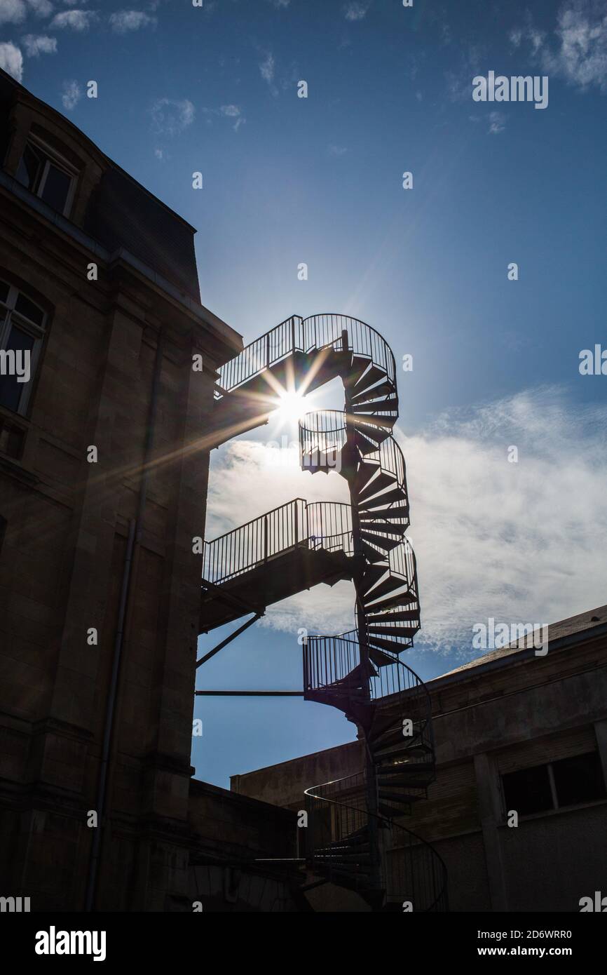 Emergency stairs, Bordeaux hospital, France. Stock Photo