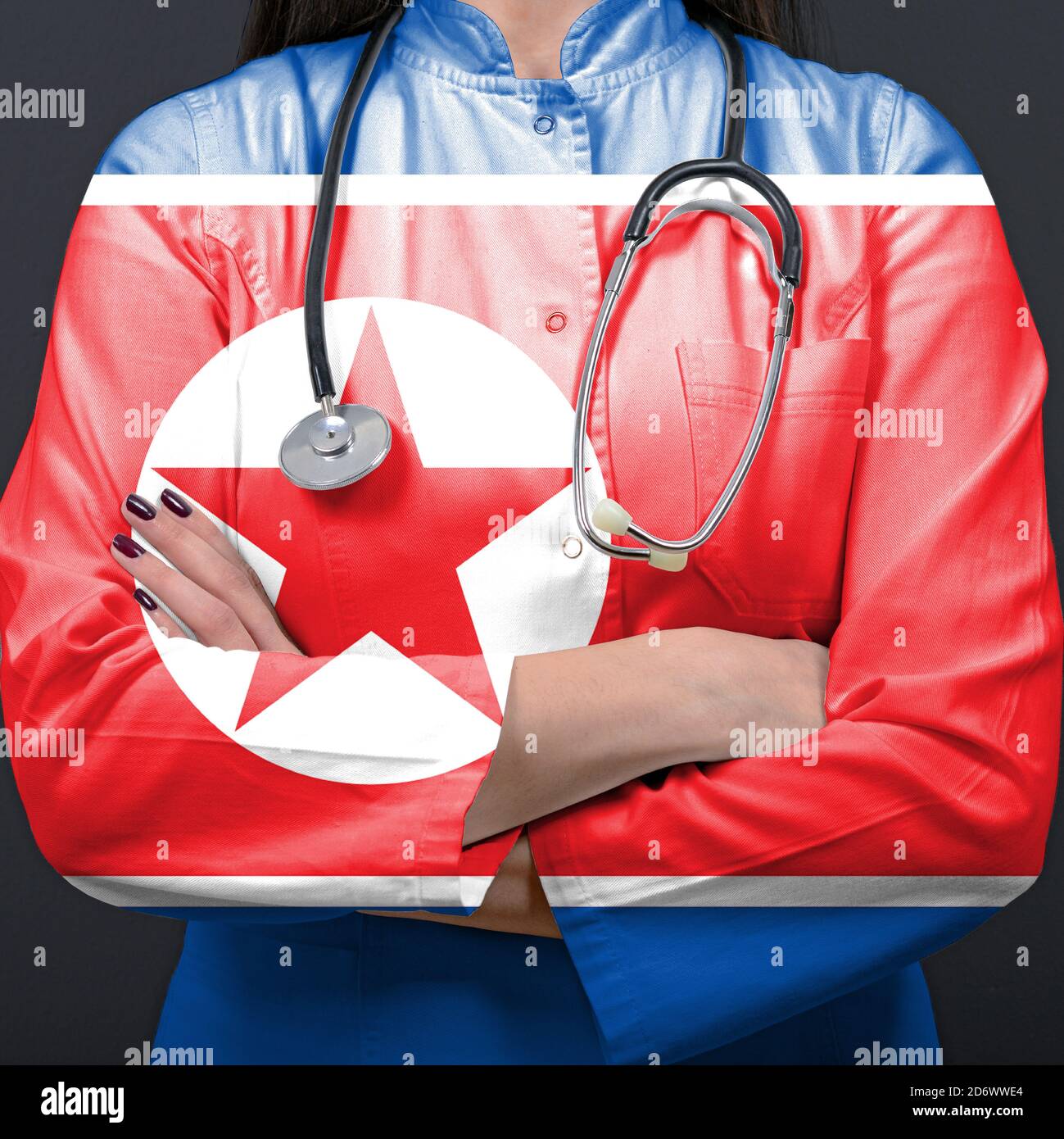Doctor representing healthcare system with National flag of North Korea Stock Photo Alamy