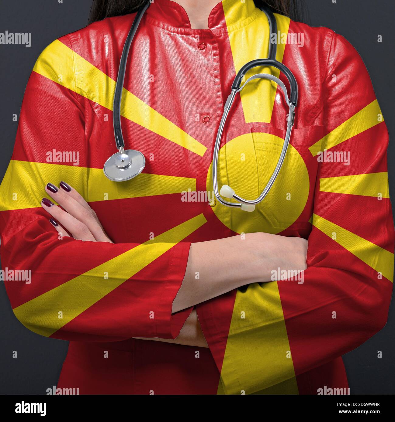 Doctor representing healthcare system with National flag of North