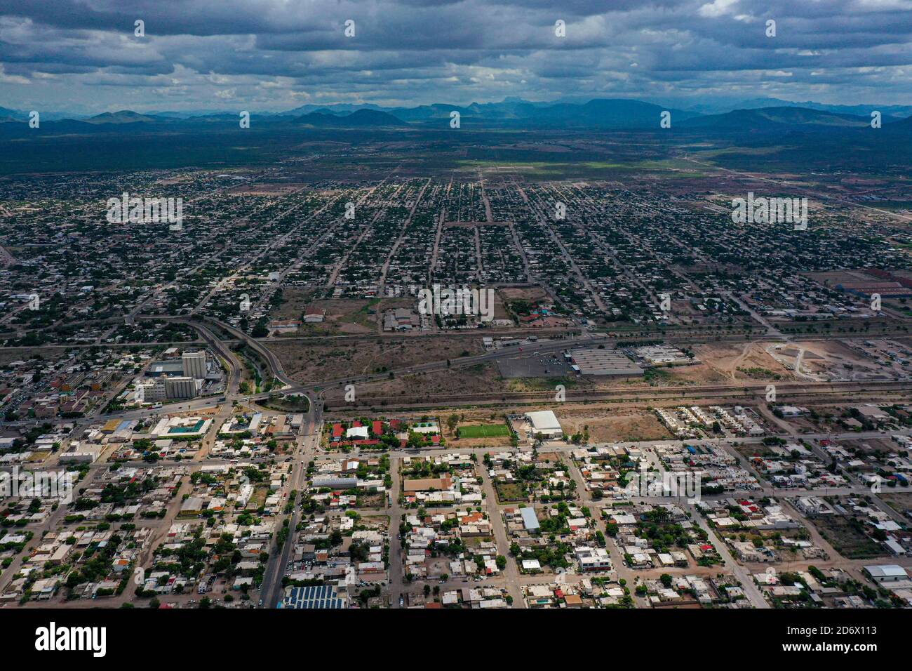 Aerial view of Navojoa, Sonora, Mexico. City in the Valle del Mayo