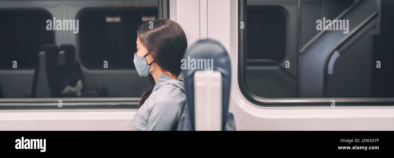 Train commute mandatory face mask wearing for coronavirus pandemic