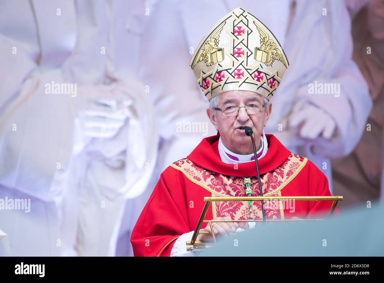 Holy Mass in 81st anniversary of Piasnica Massacres in Piasnica. One of at least 30 mass graves of 12.000 to 14.000 Polish intellectuals (national act Stock Photo