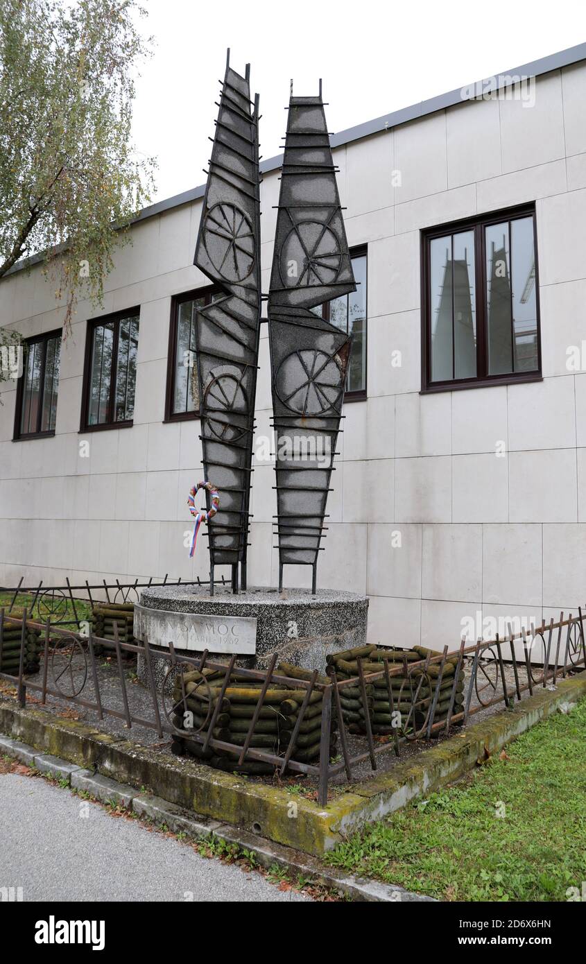 War memorial outside Maribor Railway Station Stock Photo