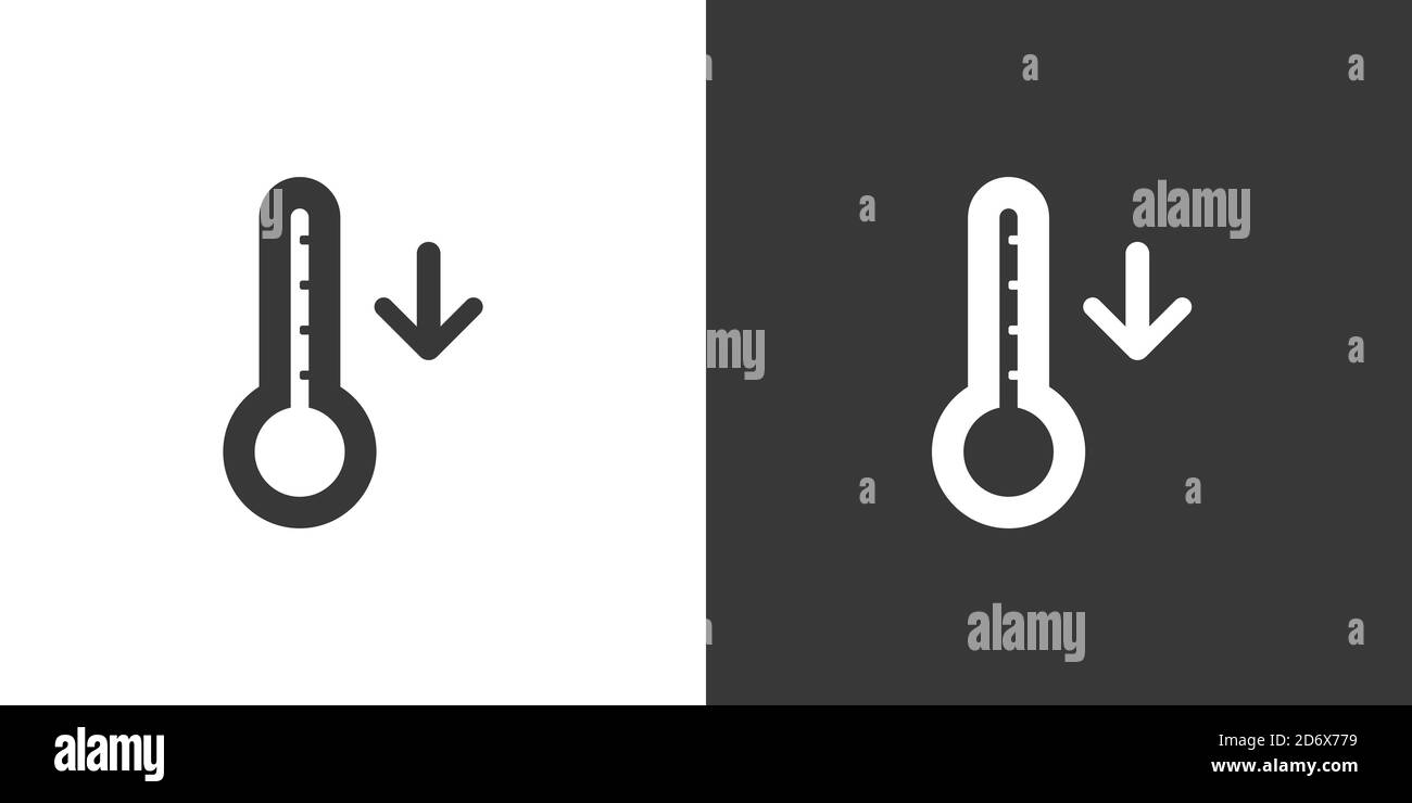 Thermometer. Fall temperature. Isolated icon on black and white ...