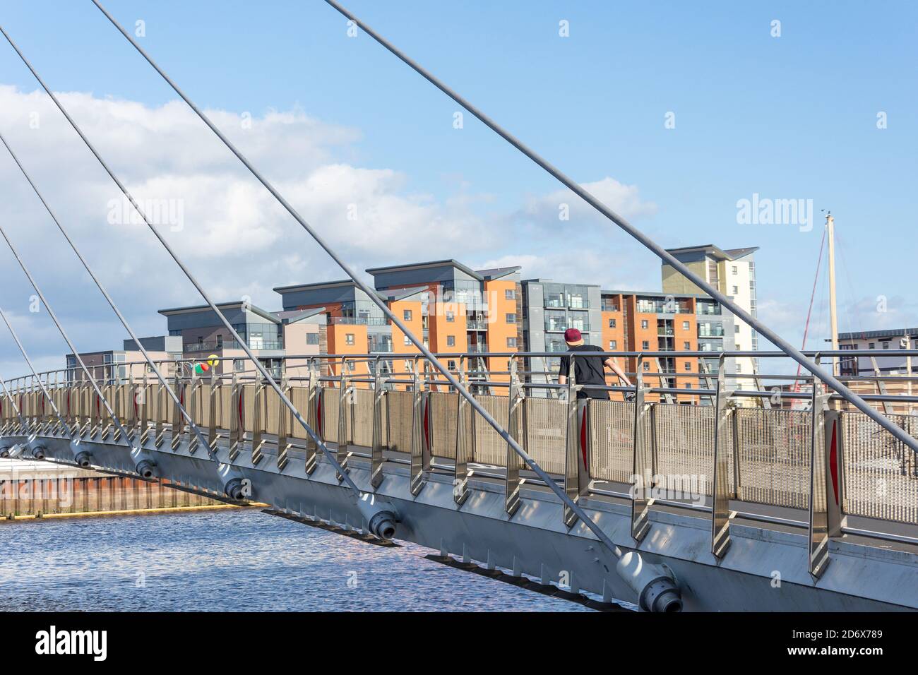 Sail Bridge over River Tawe, Swansea (Abertawe), City and County of Swansea, Wales (Cymru), United Kingdom Stock Photo