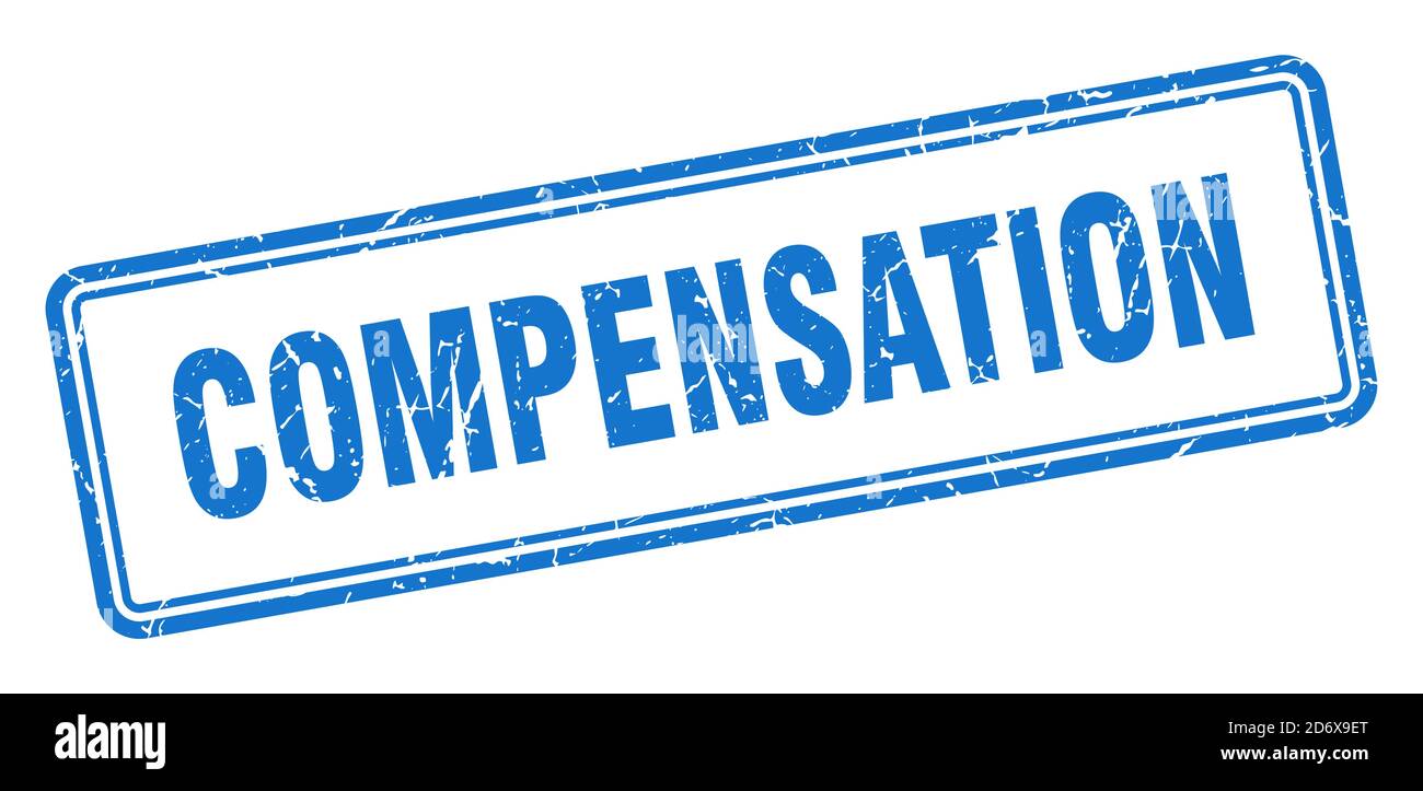 compensation stamp. square grunge sign isolated on white background ...