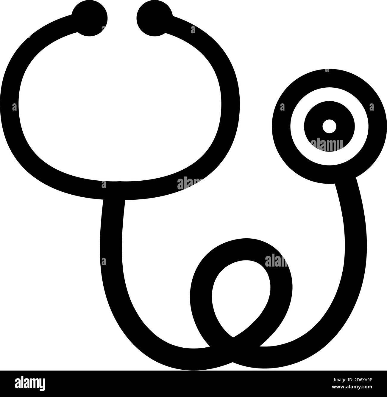 Stethoscope icon. Medical diagnostic tool. Vector black and white ...