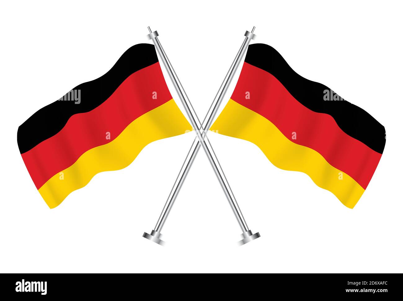 Crossed Flags of Germany. Vector Illustration. Isolated Wave Flags of