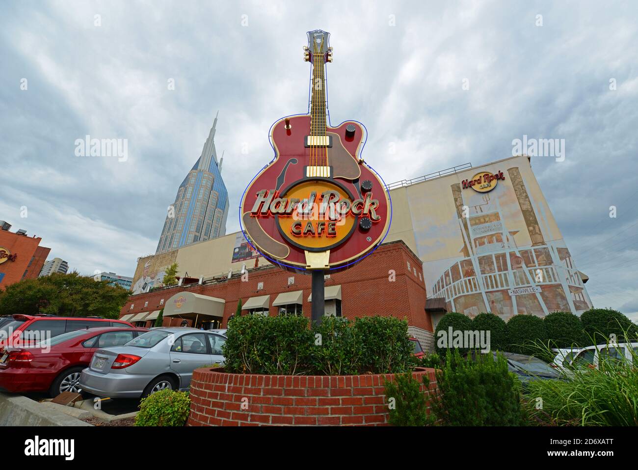 Hard Rock Cafe and AT&T Building on historical Broadway in 