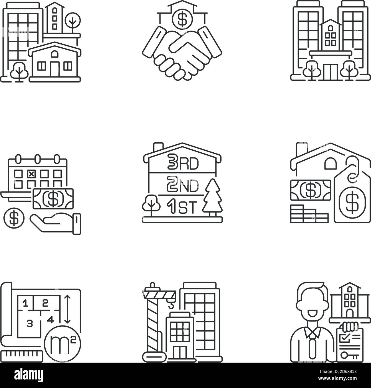 Realty pixel perfect linear icons set Stock Vector Image & Art - Alamy
