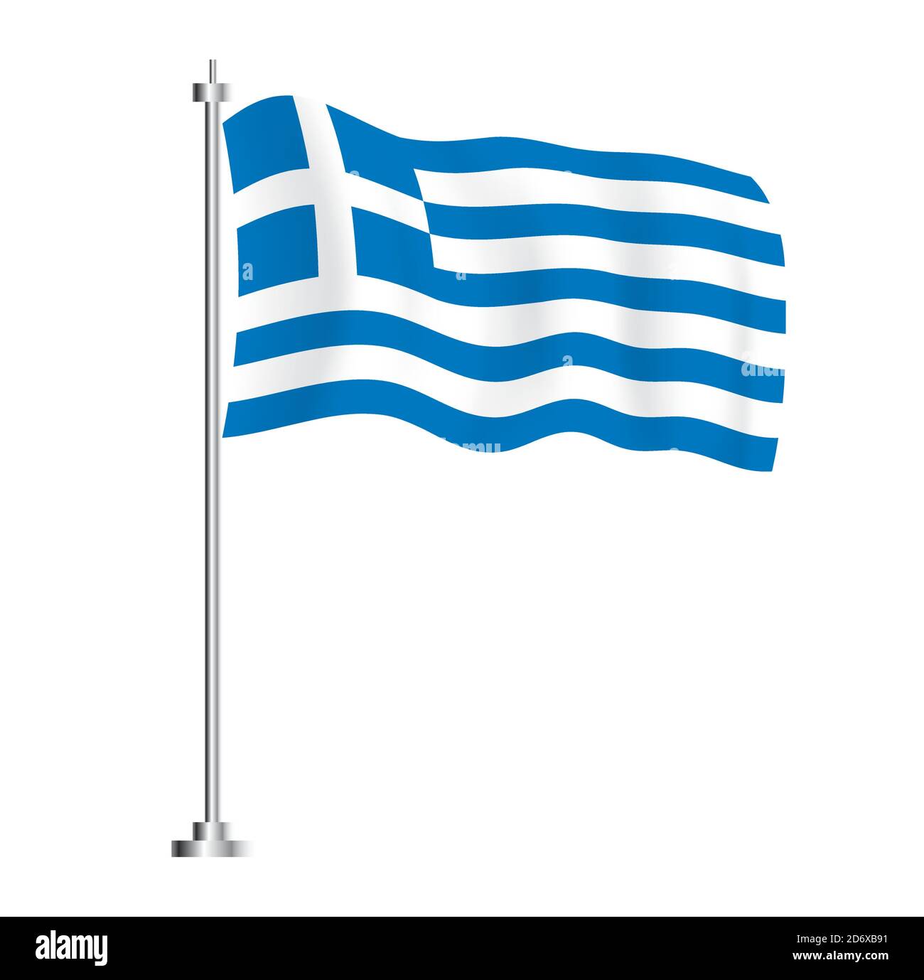 Greek Flag. Isolated Wave Flag of Greece Country. Vector Illustration. Stock Vector